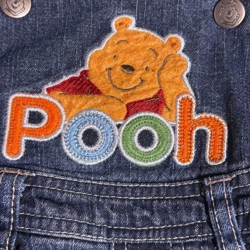 Disney Store Pooh Carpenter Overalls 1966 Back Patch - Rumbly Loop 3-6M Y2K 2007